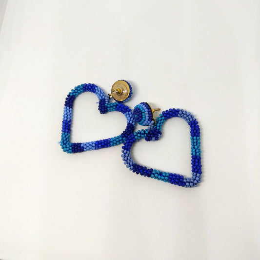 Handmade Heart Earrings Blue