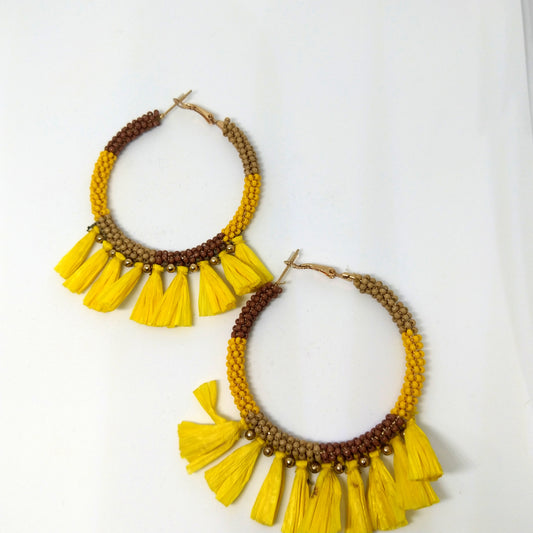 Loop Tassel Earrings In Sunburnt And Bright Yellow Hues