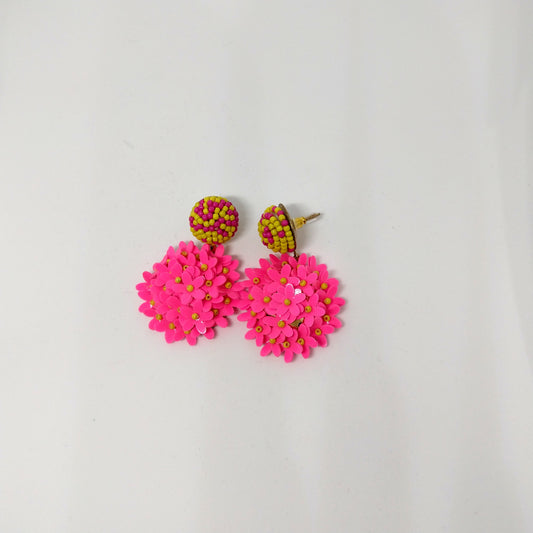 Fluorescent Pink Bouquet Earrings