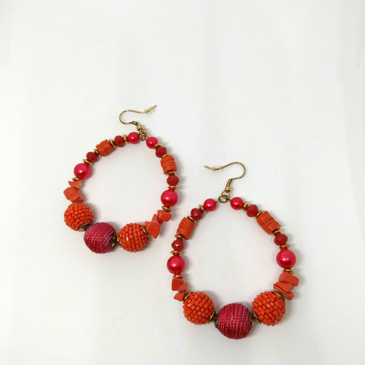 Cherry Red Hoops Earrings