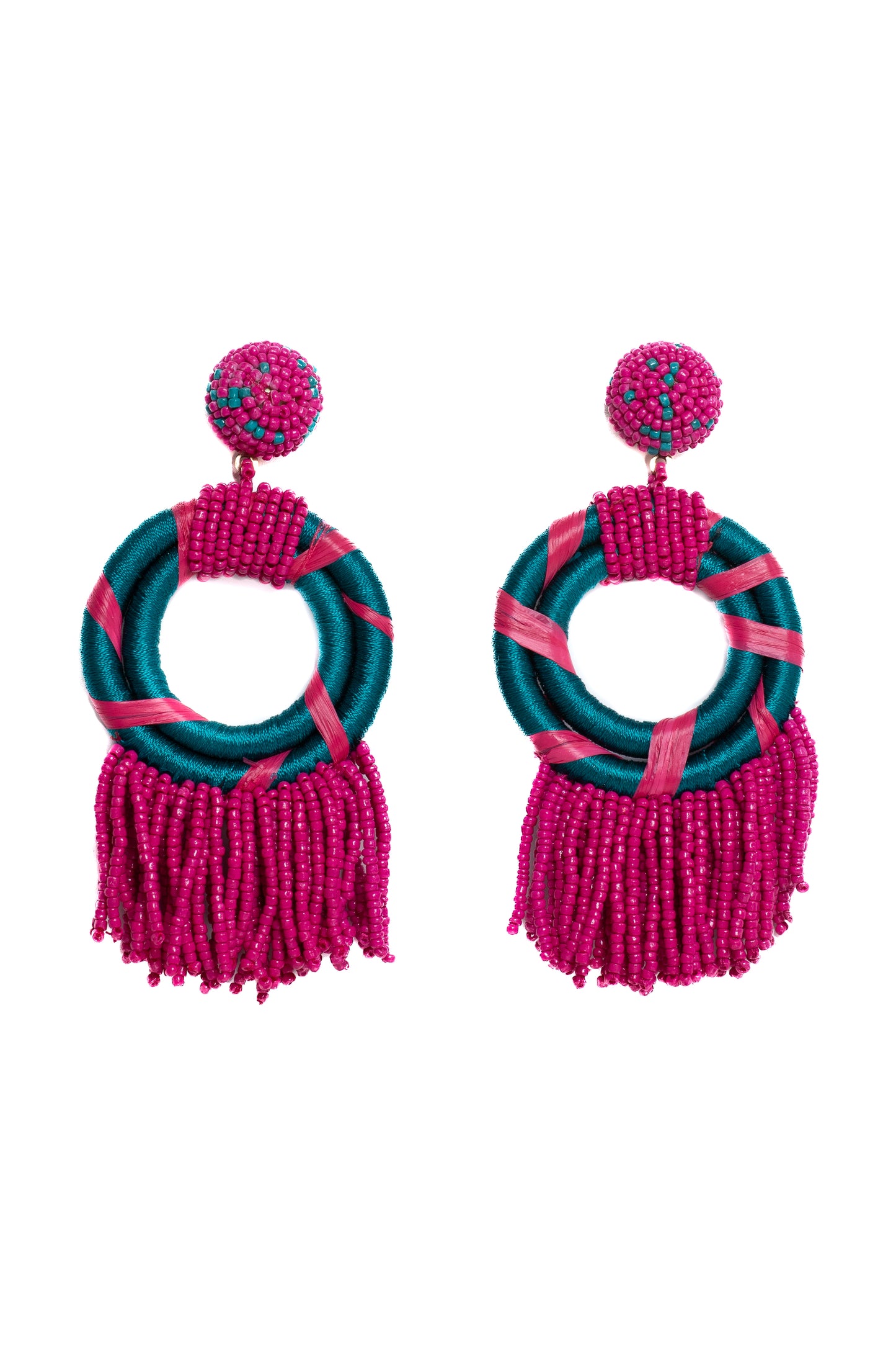Dream Catcher Pair of Earrings Blue and Pink