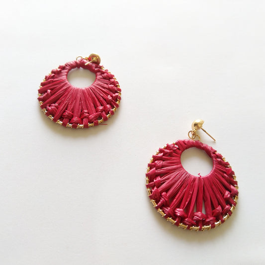 Double Hoop Red Earrings